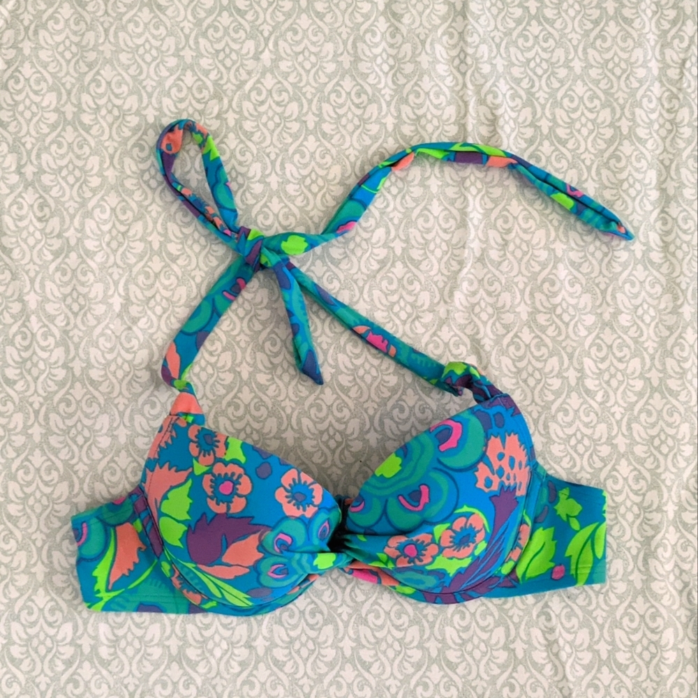 Aerie swim pushup bikini top 34A blue